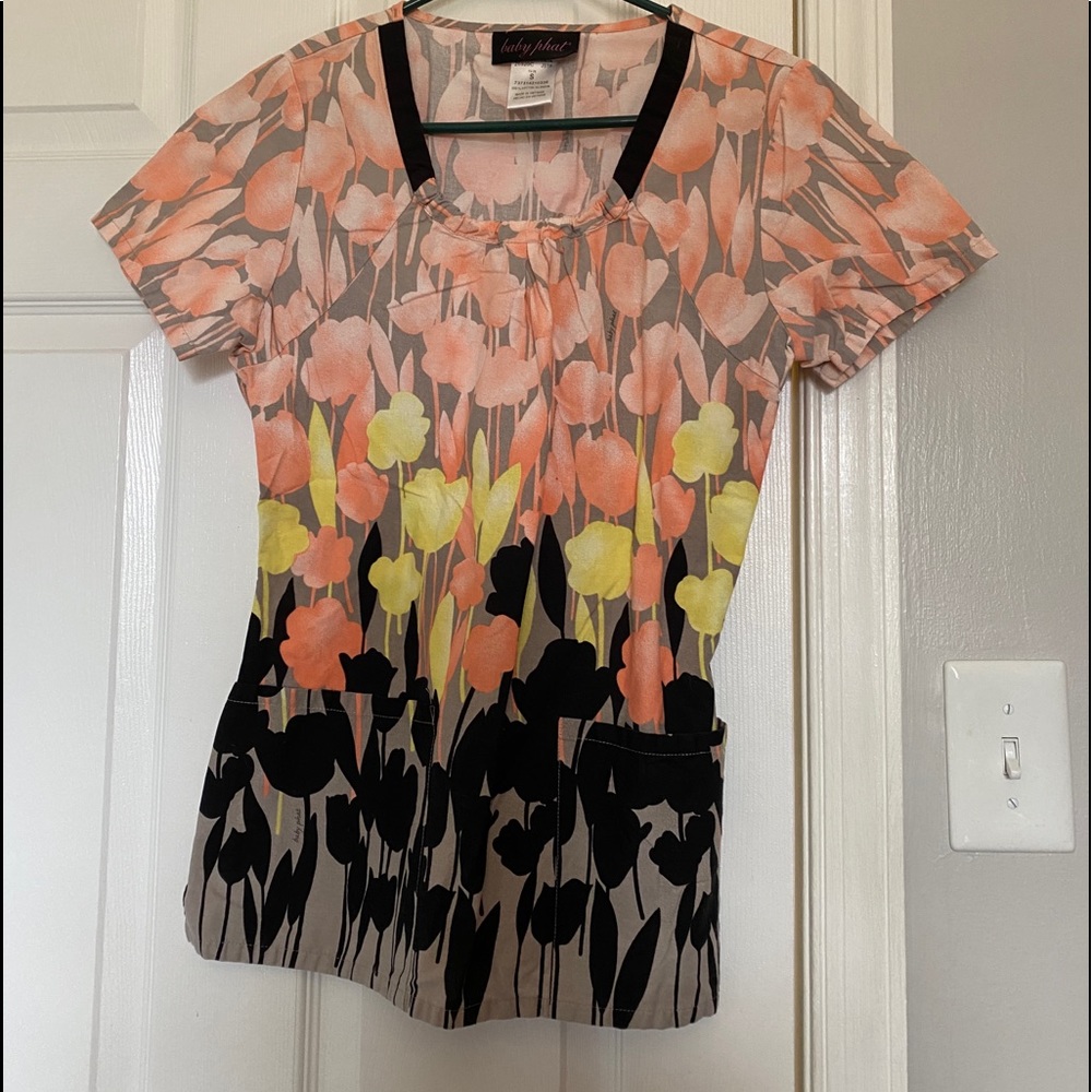 Pink Flamingo Scrub Top